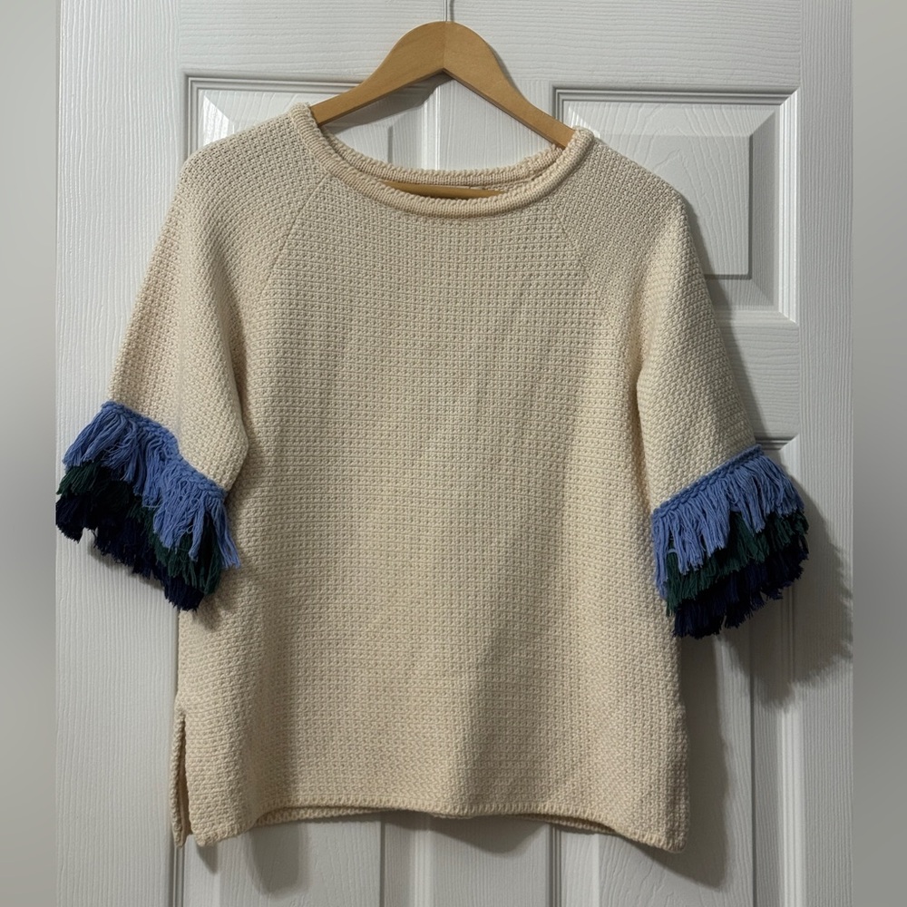 Tory Burch Kingston fringe shoulder sweater - Picture 2 of 6